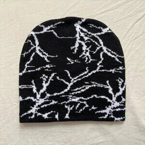 y2k 2000s grunge black punk lightning bolt thunder crew beanie